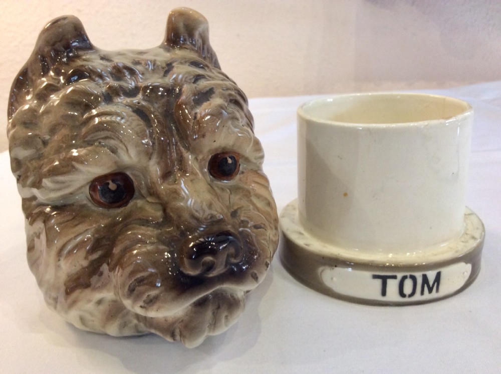 French Majolica ‘Tom the Terrier’ Tobacco Jar View III