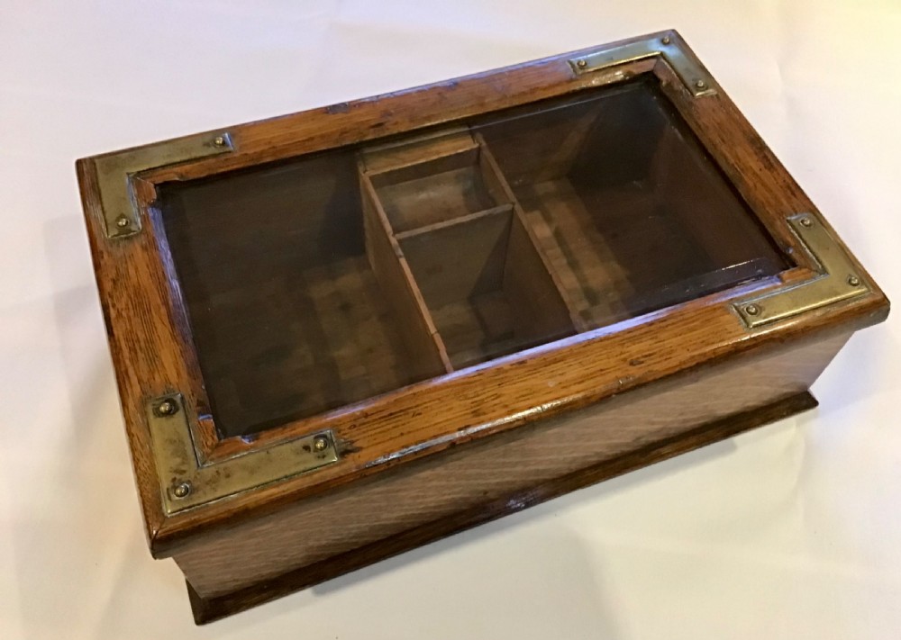 Victorian Glass Topped Stationery Box 