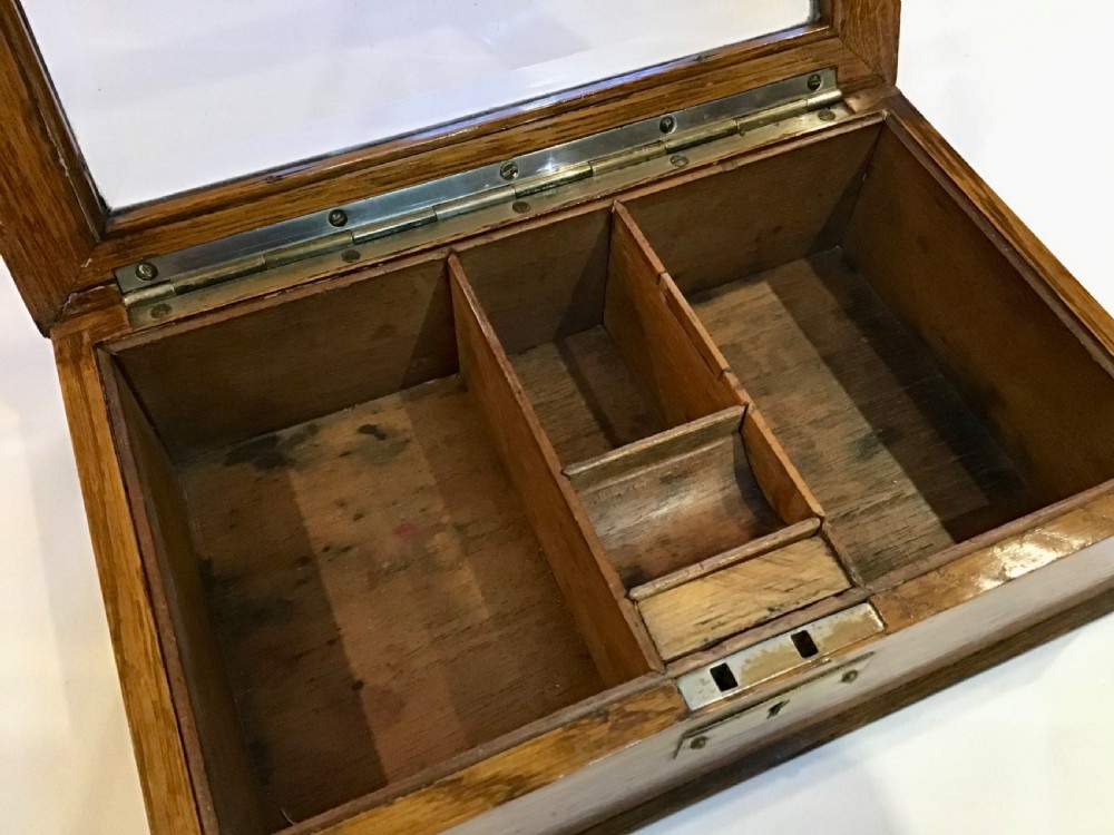 Victorian Glass Topped Stationery Box  View V