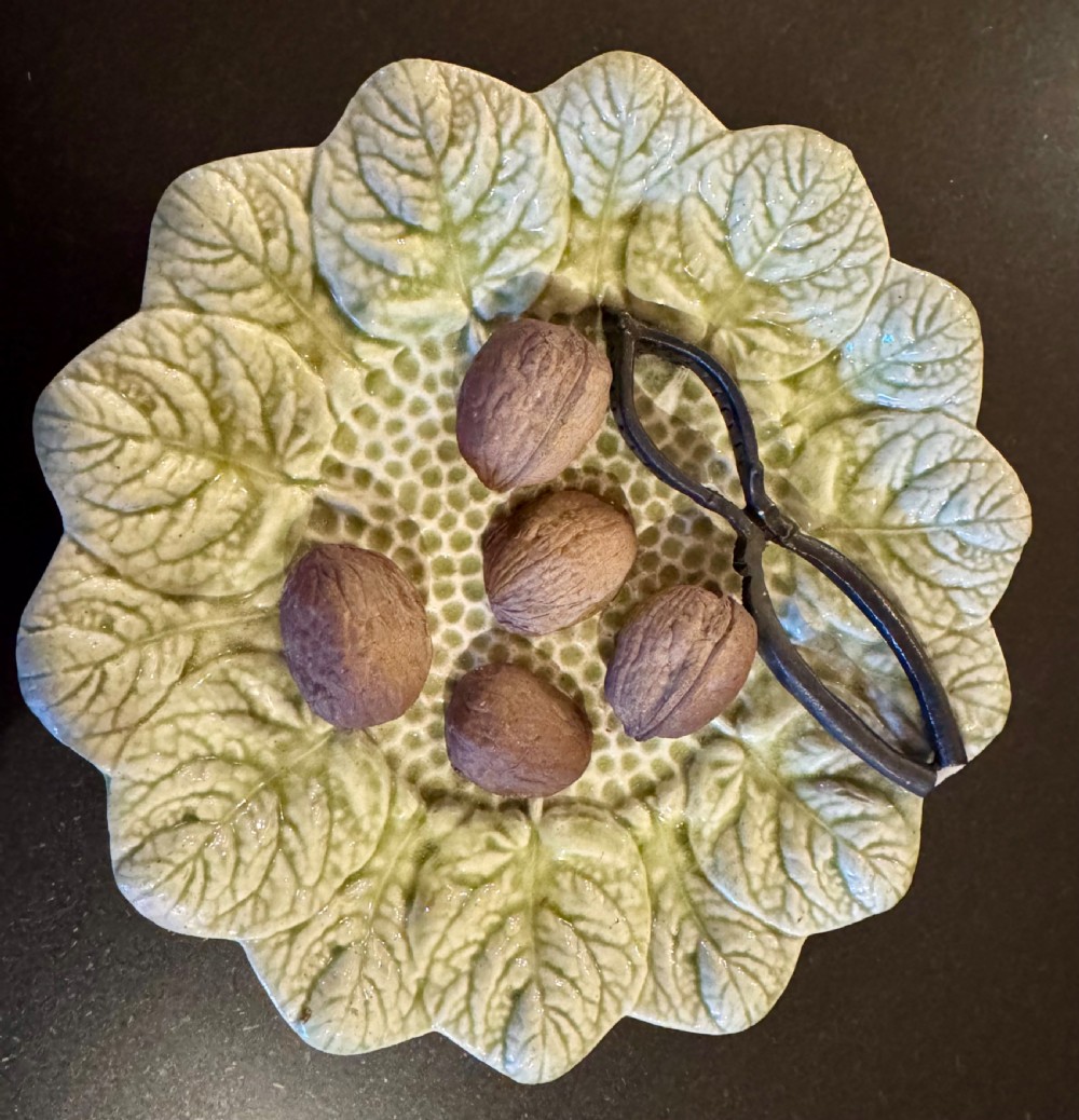 French Majolica Trompe L’oeil Walnut Plate 