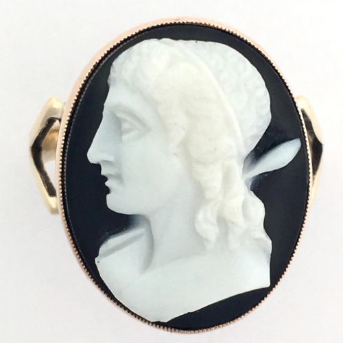 ANTIQUE 9CT ROSE GOLD HARDSTONE CAMEO RING - ADDITIONAL PHOTO 1