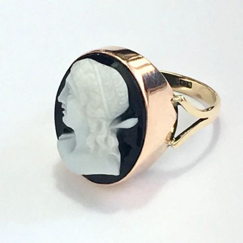 ANTIQUE 9CT ROSE GOLD HARDSTONE CAMEO RING - ADDITIONAL PHOTO 2