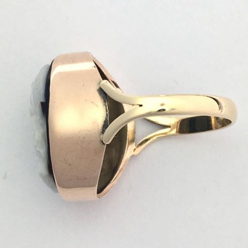 ANTIQUE 9CT ROSE GOLD HARDSTONE CAMEO RING - ADDITIONAL PHOTO 4
