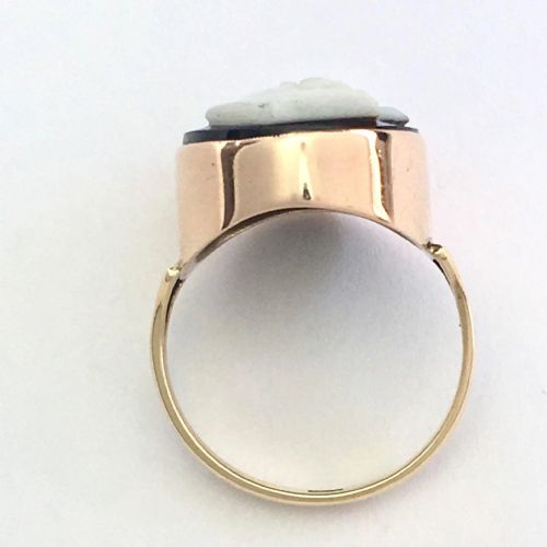 ANTIQUE 9CT ROSE GOLD HARDSTONE CAMEO RING - ADDITIONAL PHOTO 6