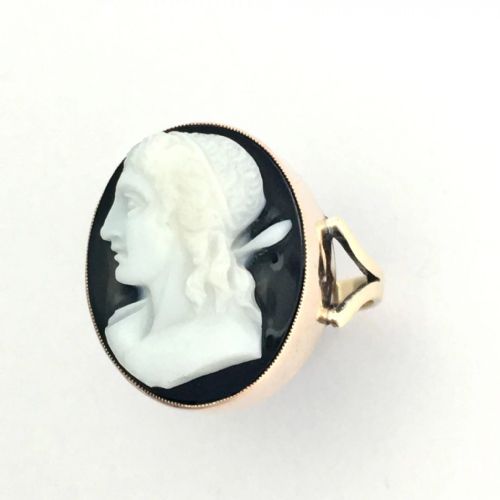 ANTIQUE 9CT ROSE GOLD HARDSTONE CAMEO RING - ADDITIONAL PHOTO 7