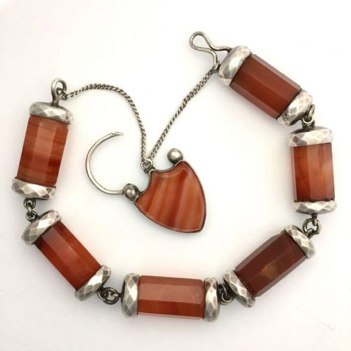 fig 1. Victorian Scottish Red Agate Silver Padlock Bracelet