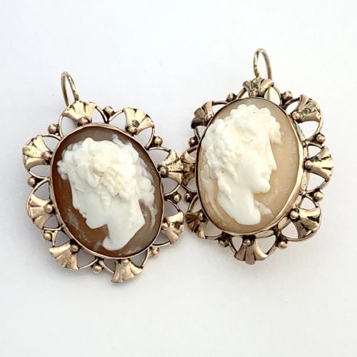 fig 1. RESERVED for I • Victorian Rose Gold Cameo Earrings