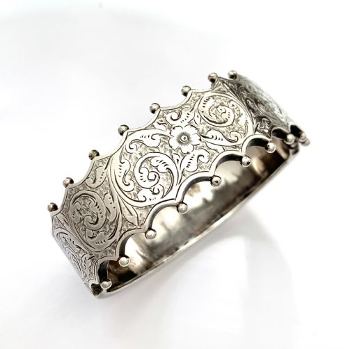 Reserved for Rf • Victorian Sterling Silver Hinged Bangle