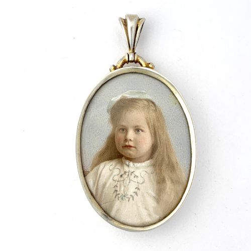 Victorian Silver Miniature Watercolour/photograph Portrait Locket