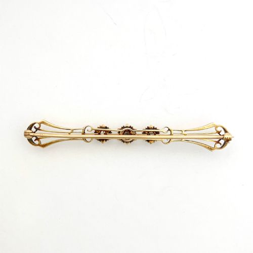 EDWARDIAN 14CT GOLD DIAMOND BAR BROOCH - ADDITIONAL PHOTO 1