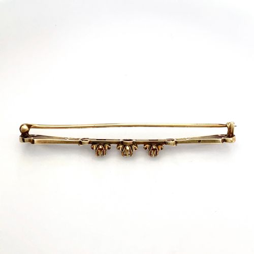 EDWARDIAN 14CT GOLD DIAMOND BAR BROOCH - ADDITIONAL PHOTO 2