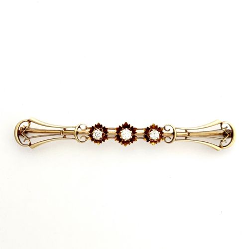 EDWARDIAN 14CT GOLD DIAMOND BAR BROOCH - ADDITIONAL PHOTO 4