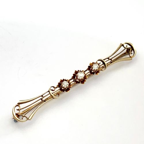 EDWARDIAN 14CT GOLD DIAMOND BAR BROOCH - ADDITIONAL PHOTO 6