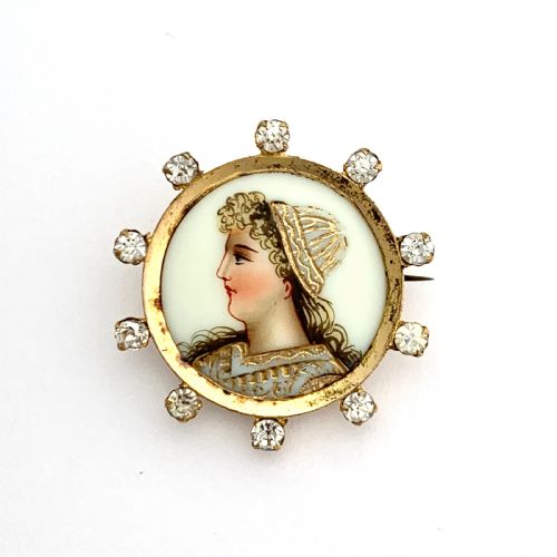 Antique French Handpainted Paste Limoges Brooch