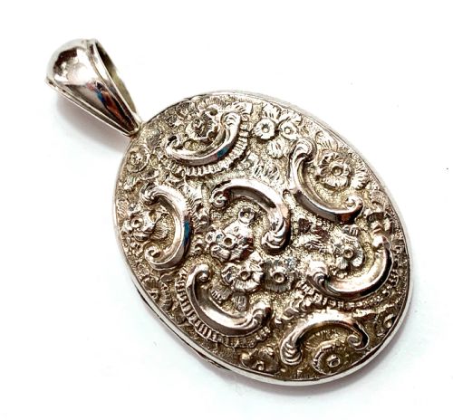 Large Victorian Sterling Silver Photograph Locket