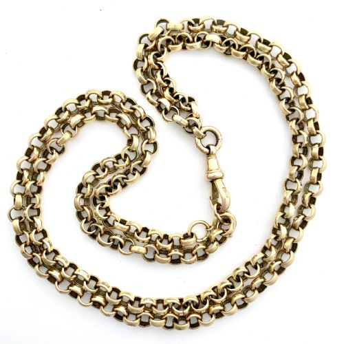 fig 1. Very Long Victorian 9CT Gold Sautoir Chain with Dog Clip