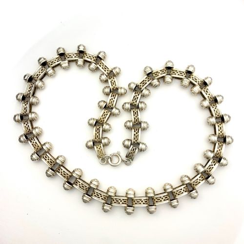 Reserved for Pr • Victorian Sterling Silver Book Chain Collar Necklace