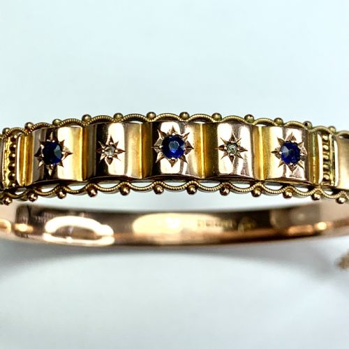 fig 1. Victorian 1870 Sapphire and Diamond Gold Bangle