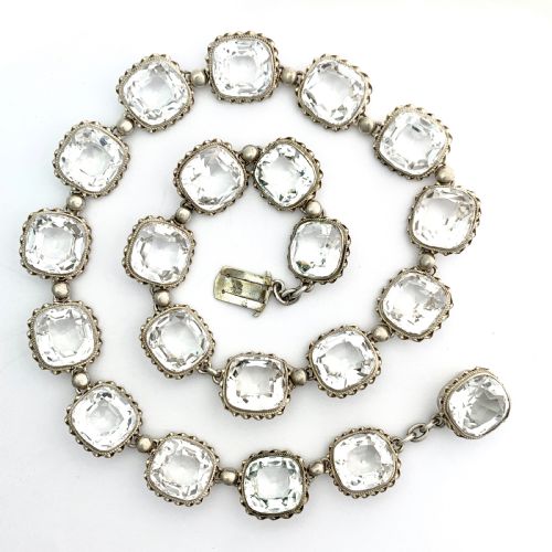 Antique Victorian Quartz and Silver Riviere Necklace
