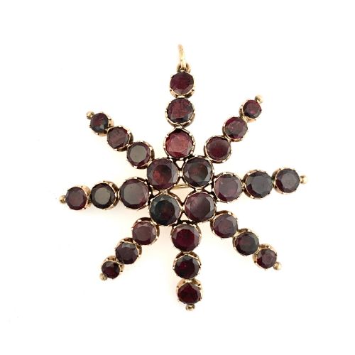 Huge Georgian 9ct Rose Gold Garnet Star Pendant/brooch