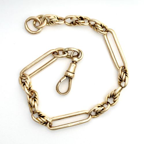 Antique 9ct Gold Fancy Link Bracelet with Dog Clip • 15.6g