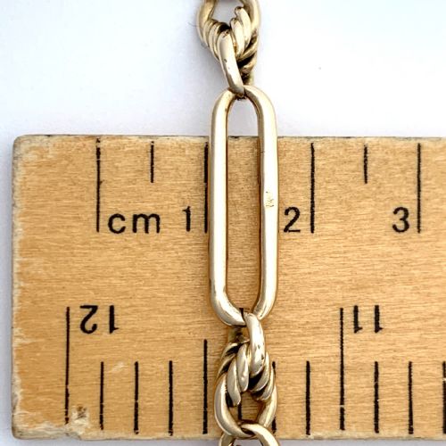 fig 1. Antique 9CT Gold Fancy Link Bracelet with Dog Clip • 15.6g
