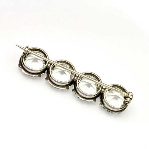 Edwardian/art Deco Four Stone Faux Diamond Brooch