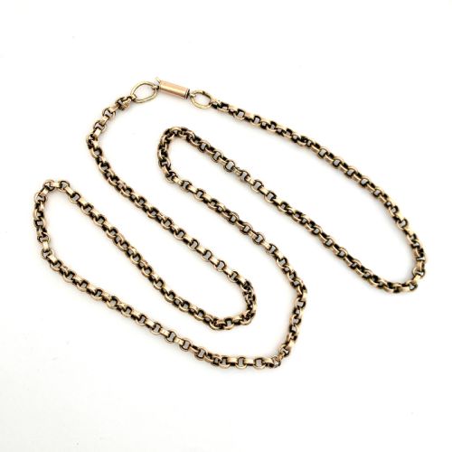 Victorian 9ct Rose Gold Belcher/rolo Chain Necklace