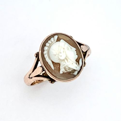 Edwardian Rose Gold Warrior Cameo Ring
