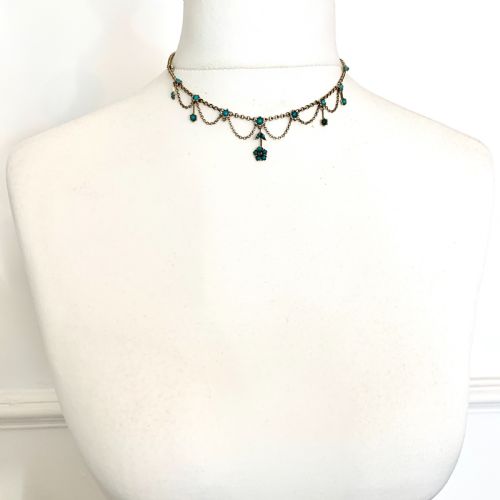fig 1. RESERVED Victorian Turquoise Festoon Necklace in Silver Gilt