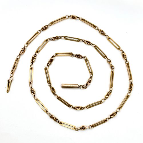 Edwardian 9ct Gold Fancy Paperclip/prince of Wales Chain Necklace