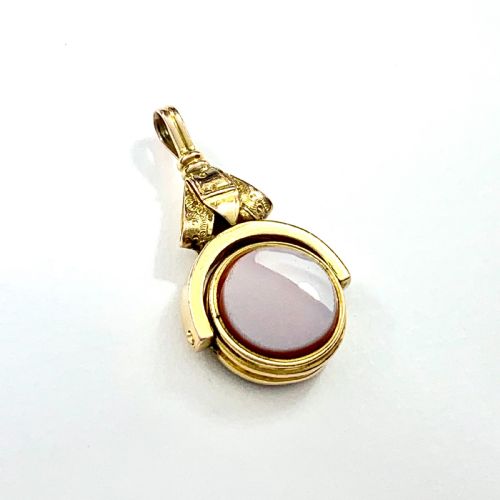 Victorian 10ct Gold Bloodstone and Sardonyx Buckle Swivel Fob Pendant
