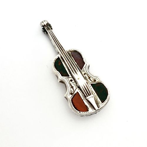 Victorian Scottish Agate Silver Cello/violin Brooch