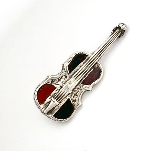 fig 1. Victorian Scottish Agate Silver Cello/Violin Brooch