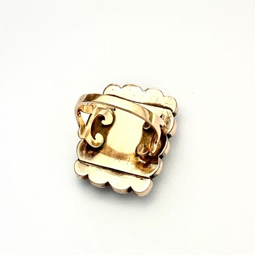 fig 1. Huge Georgian Rose Gold Flat and Cabochon Garnet Ring