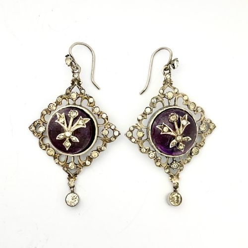 Large Georgian Amethyst Dome Chandelier Earrings