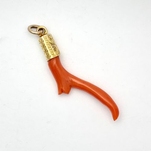 Victorian 15ct Gold Coral Branch Pendant