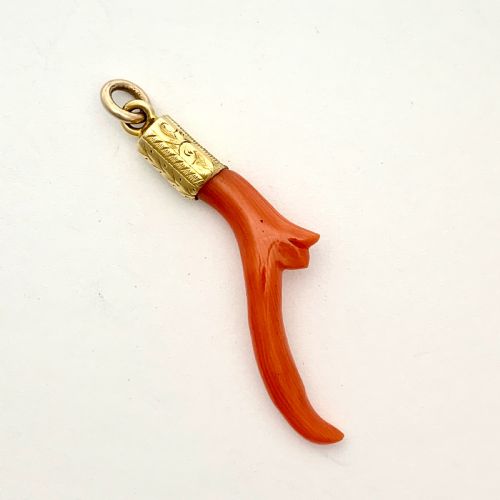 fig 1. Victorian 15CT Gold Coral Branch Pendant