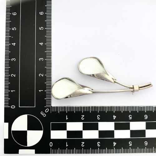fig 1. J Tostrup Norway White Enamel Sterling Silver Modernist Lily Flower Brooch