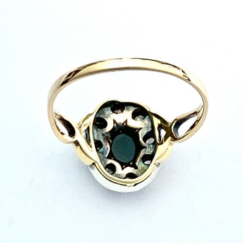 fig 1. Antique Rose Cut Diamond Sapphire Halo Ring