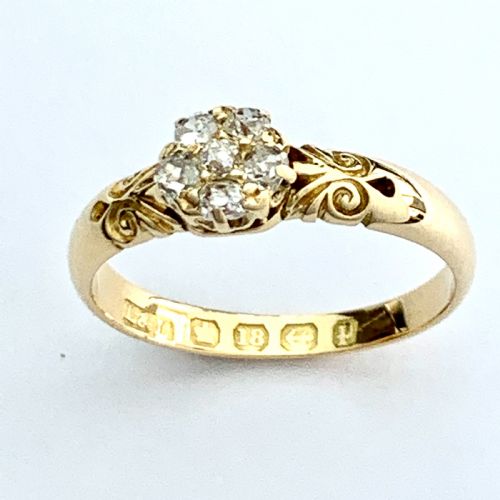 Victorian 18ct Gold Diamond Cluster Ring • Engagement Ring