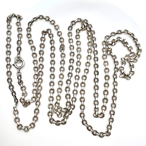 Antique Very Long Silver Longuard Chain