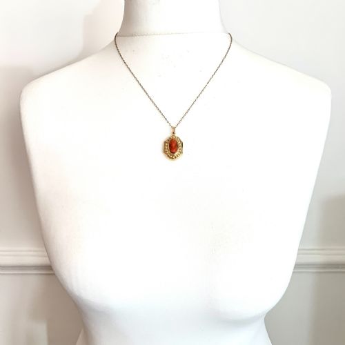 VICTORIAN 18CT GOLD CARVED CORAL CAMEO PENDANT - ADDITIONAL PHOTO 8