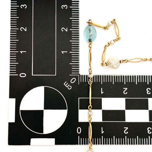 fig 1. Murrle Bennett Arts and Crafts 9CT Gold Aquamarine and Pearl Necklace