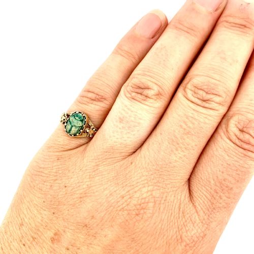 fig 1. 18CT Gold Turquoise Faience Ancient Egyptian Scarab Ring