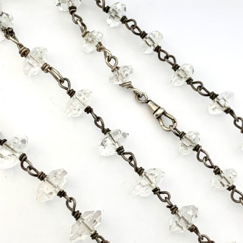 fig 1. Very Long Antique Arts and Crafts Quartz and Silver Necklace