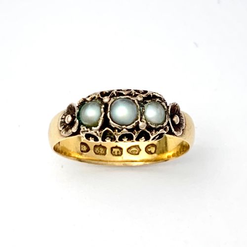 Rare 1878 Victorian 22ct Gold Pearl Ring