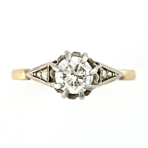 Vintage 18ct Gold and Platinum 0.5ct Diamond Solitaire Engagement Ring