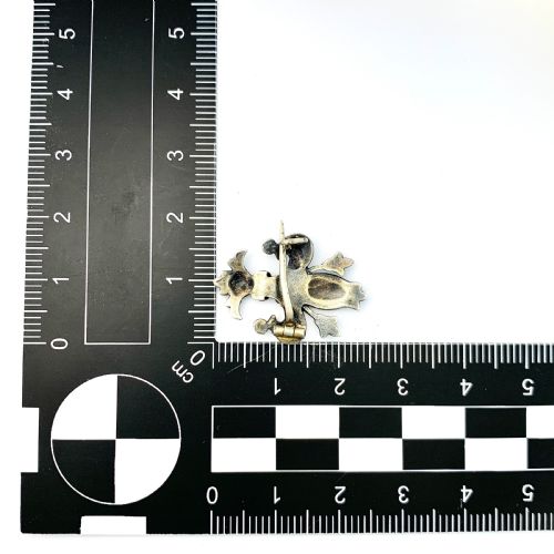 fig 1. Small Victorian Silver Turquoise Fleur de Lis Brooch