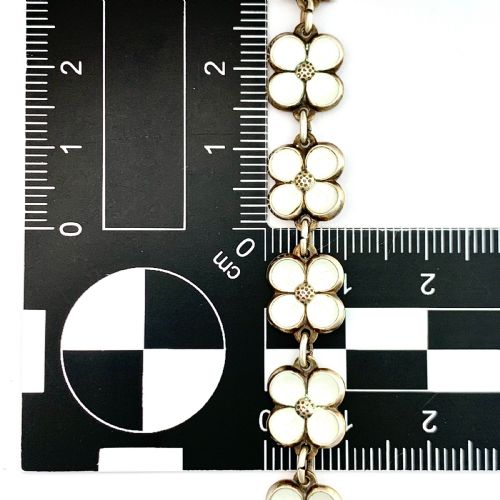 fig 1. David Andersen Norwegian Silver White Enamel Flower Bracelet